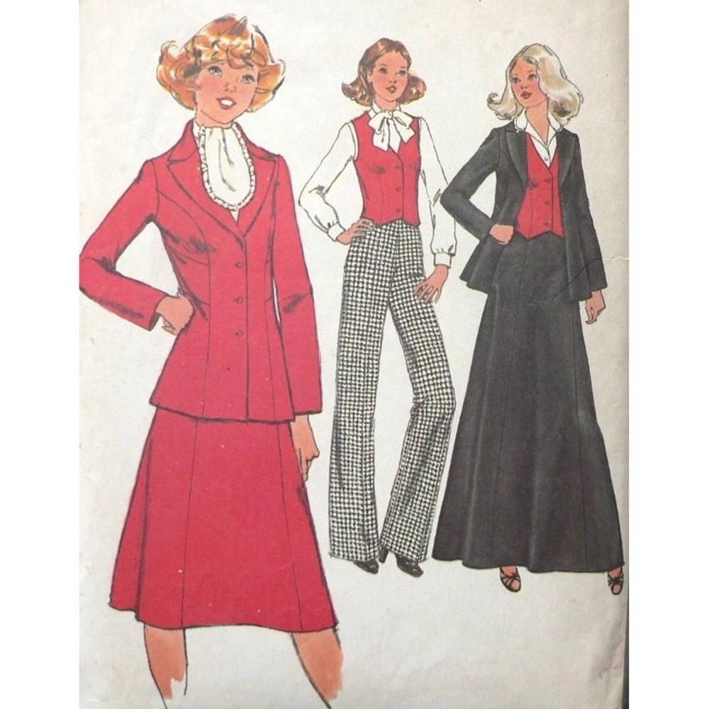 Vintage Simplicity Sewing Pattern #8298 Vest Pants Jacket Skirt Two Lengths 11JP